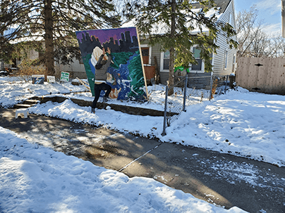 Person with mural