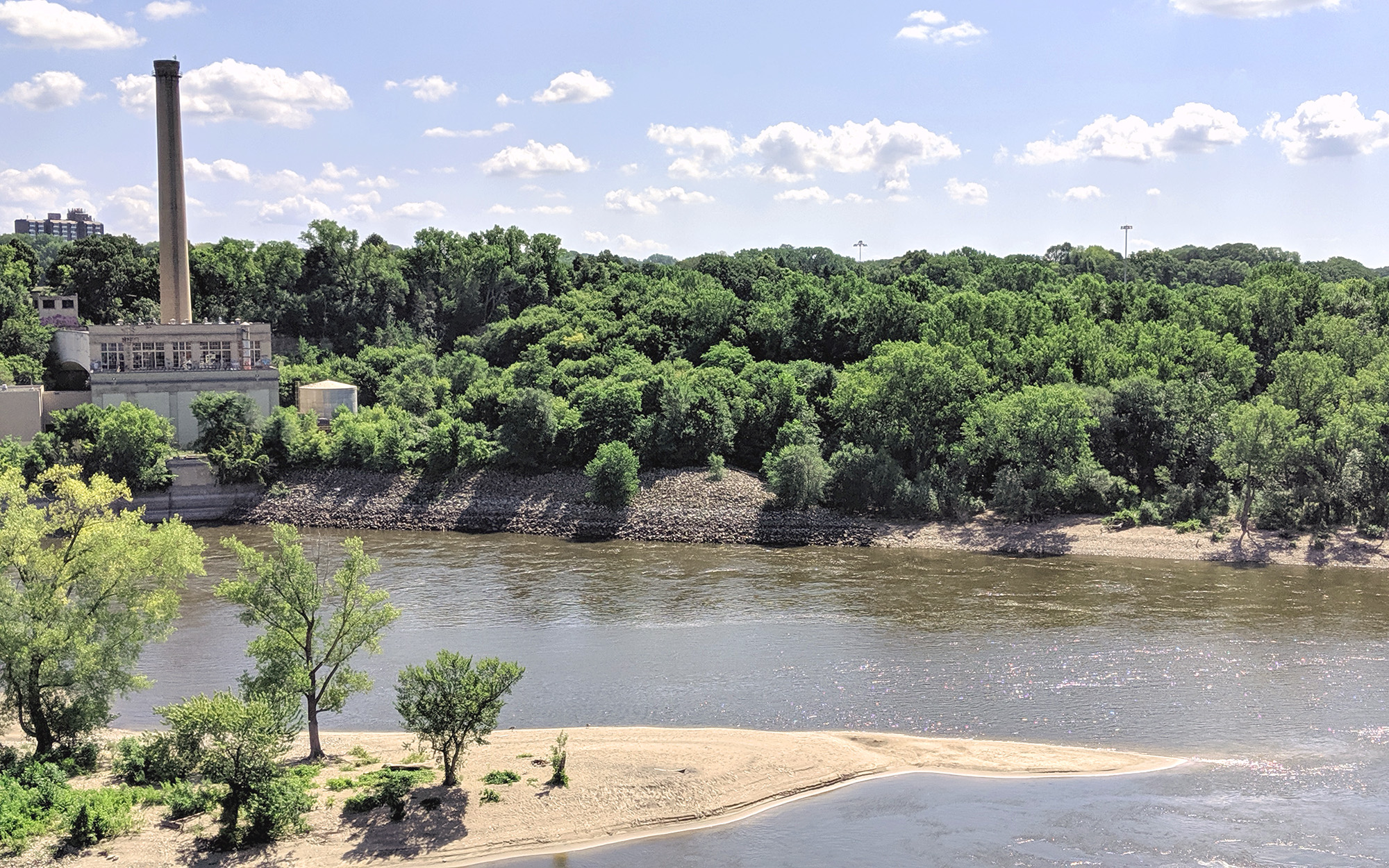 Summer riverbank near old Ford plant