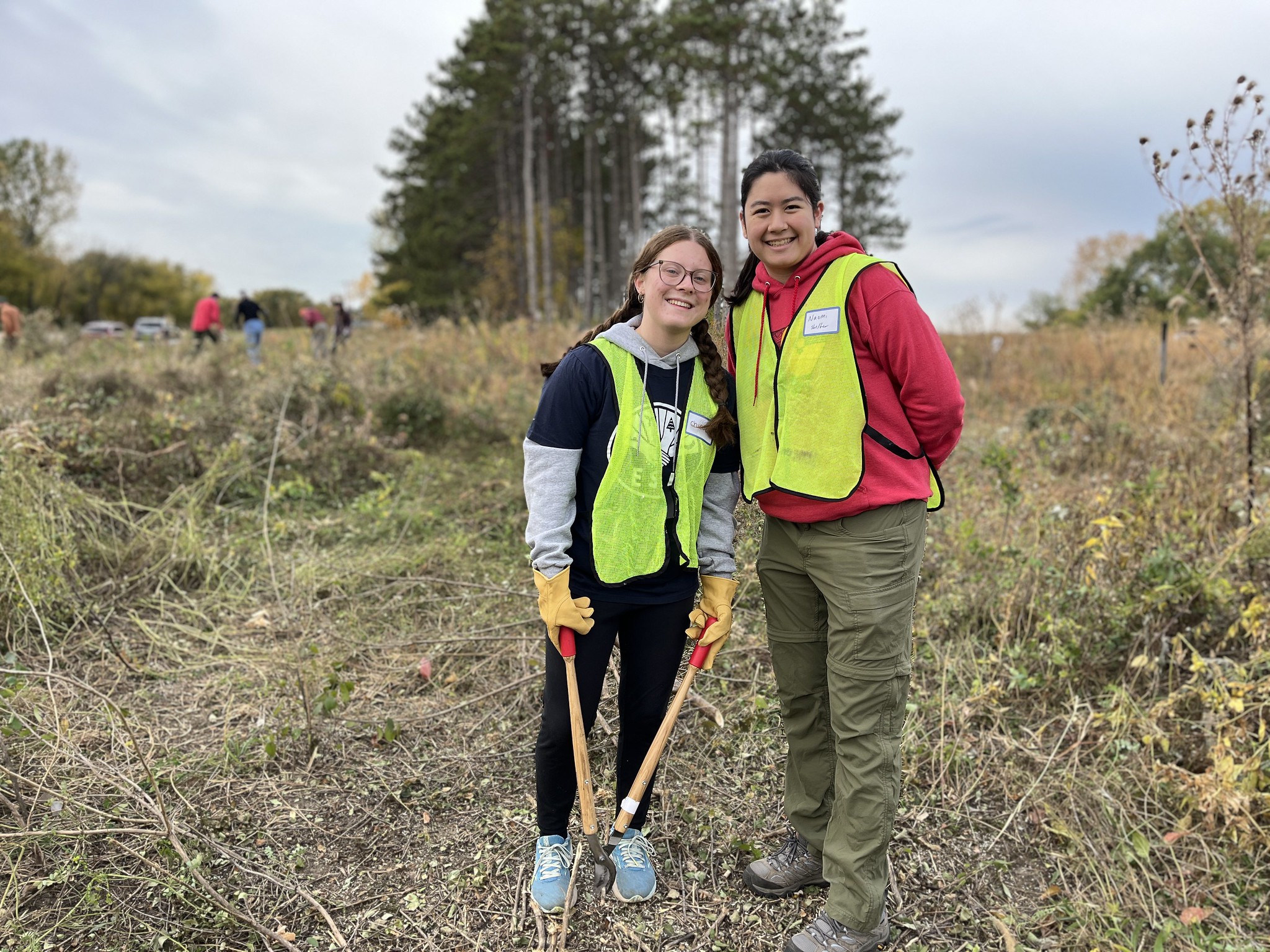 Naomi and Chiara at Pine Bend Bluffs brush haul