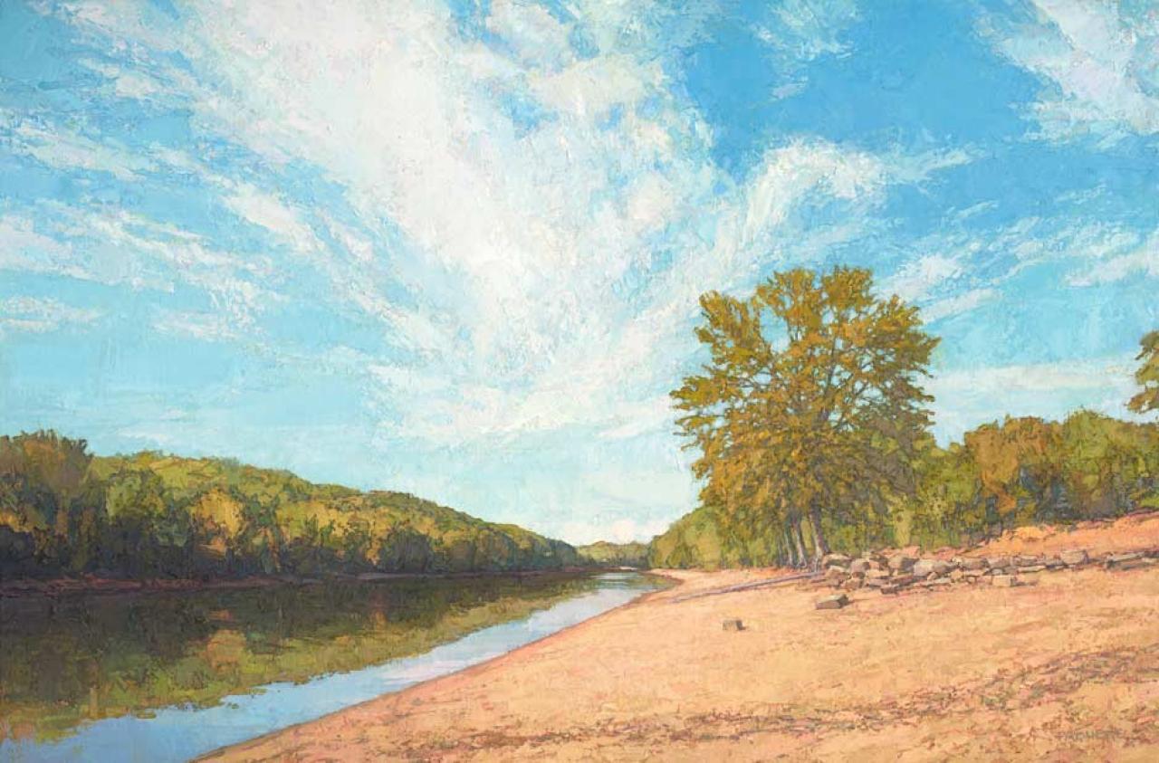 Thomas Paquette "Sanctuary Between Cities (Hidden Falls Regional Park) | 2016 | oil on linen | 28 x 42"