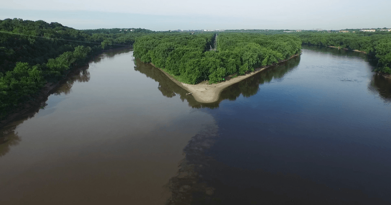 Mississippi and Minnesota rivers confluence