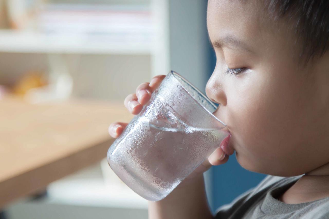 Child drinks water