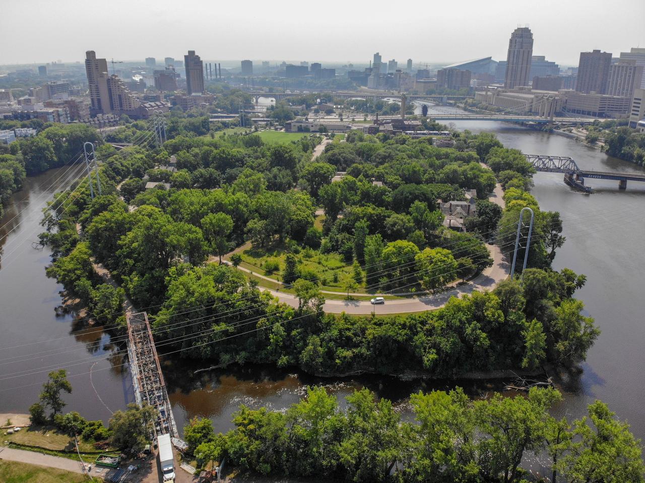 FMR is beginning restoration and enhancement of the natural areas on the north half of Nicollet Island. Photo by MWMO. 