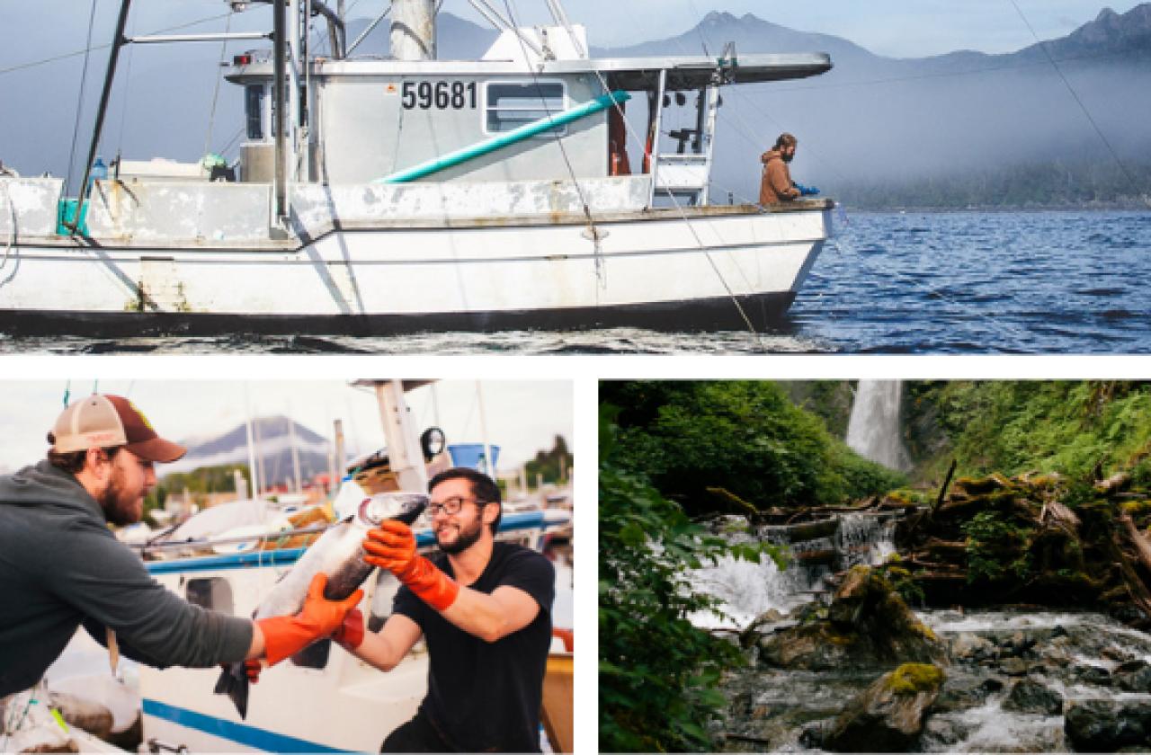 Fishing for seafood off the coast of Alaska in the North Pacific