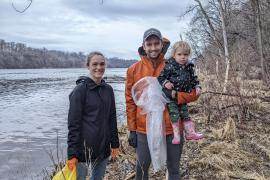 A family of volunteers at the 2022 Earth Day cleanup