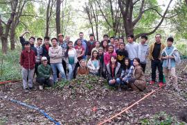 Harding High Earth Club students at their riverfront restoration and research site in St. Paul.