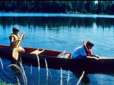 Two kiddos in canoe